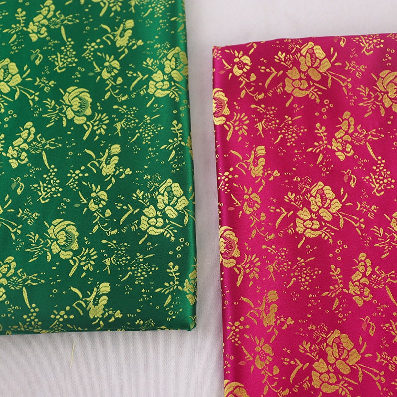 Green Jacquard Brocade Fabric: Chinese Style Rayon Sewing Drapery