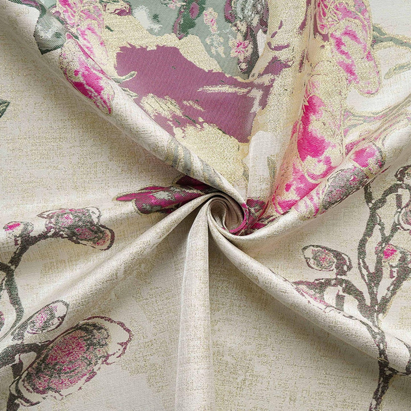 Tissu jacquard brocart doré à motifs floraux, tissu pour costumes Hanfu, tissu pour rideaux et ameublement, largeur 60 pouces