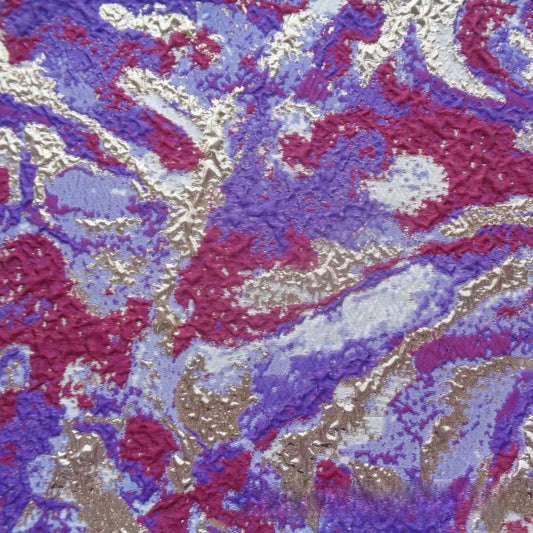 Wave Pattern Jacquard Fabric: Gold & Silver Thread, Textured Dress Material (59")