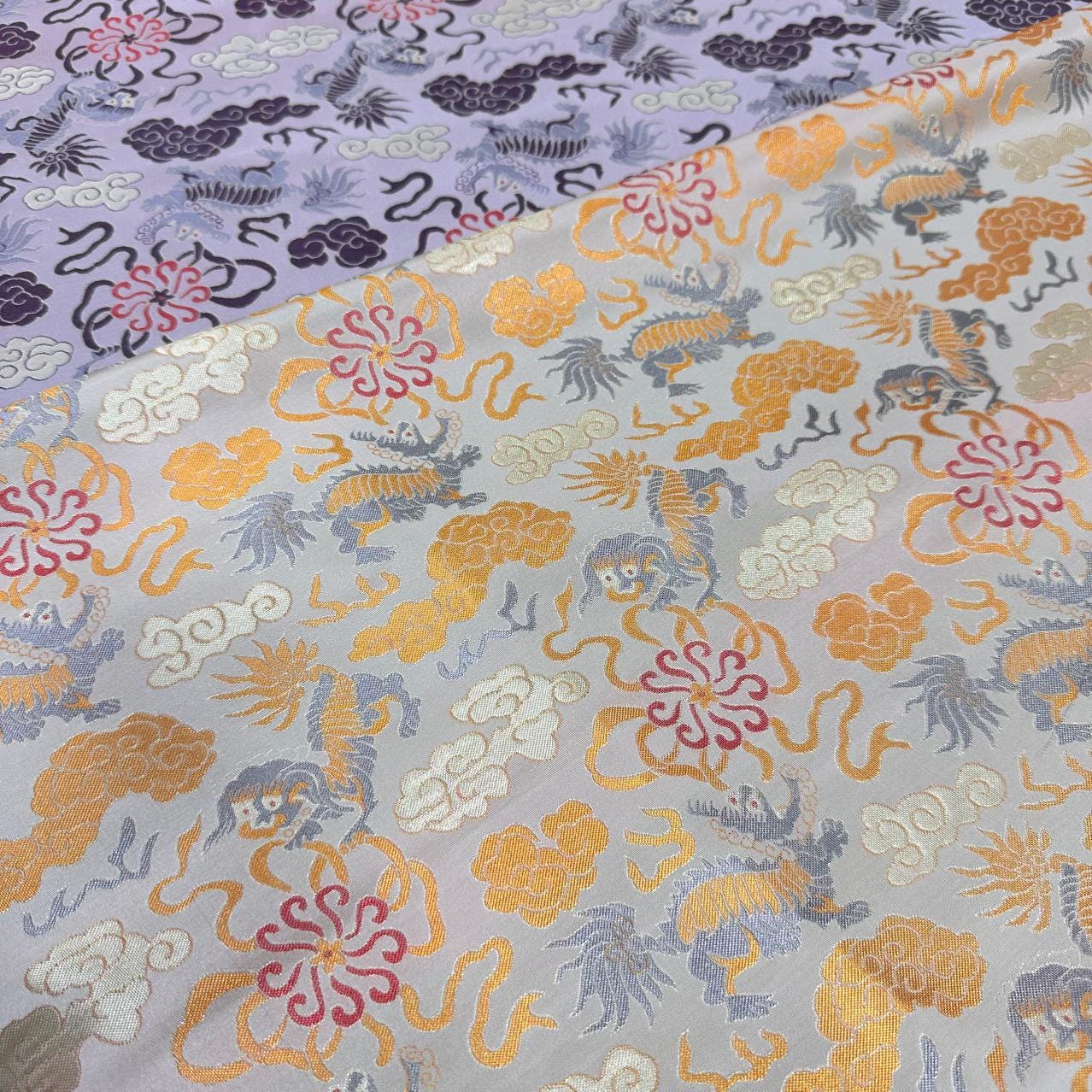 Kirin & Cloud Silk Brocade Fabric: 59" Wide Rayon Blend