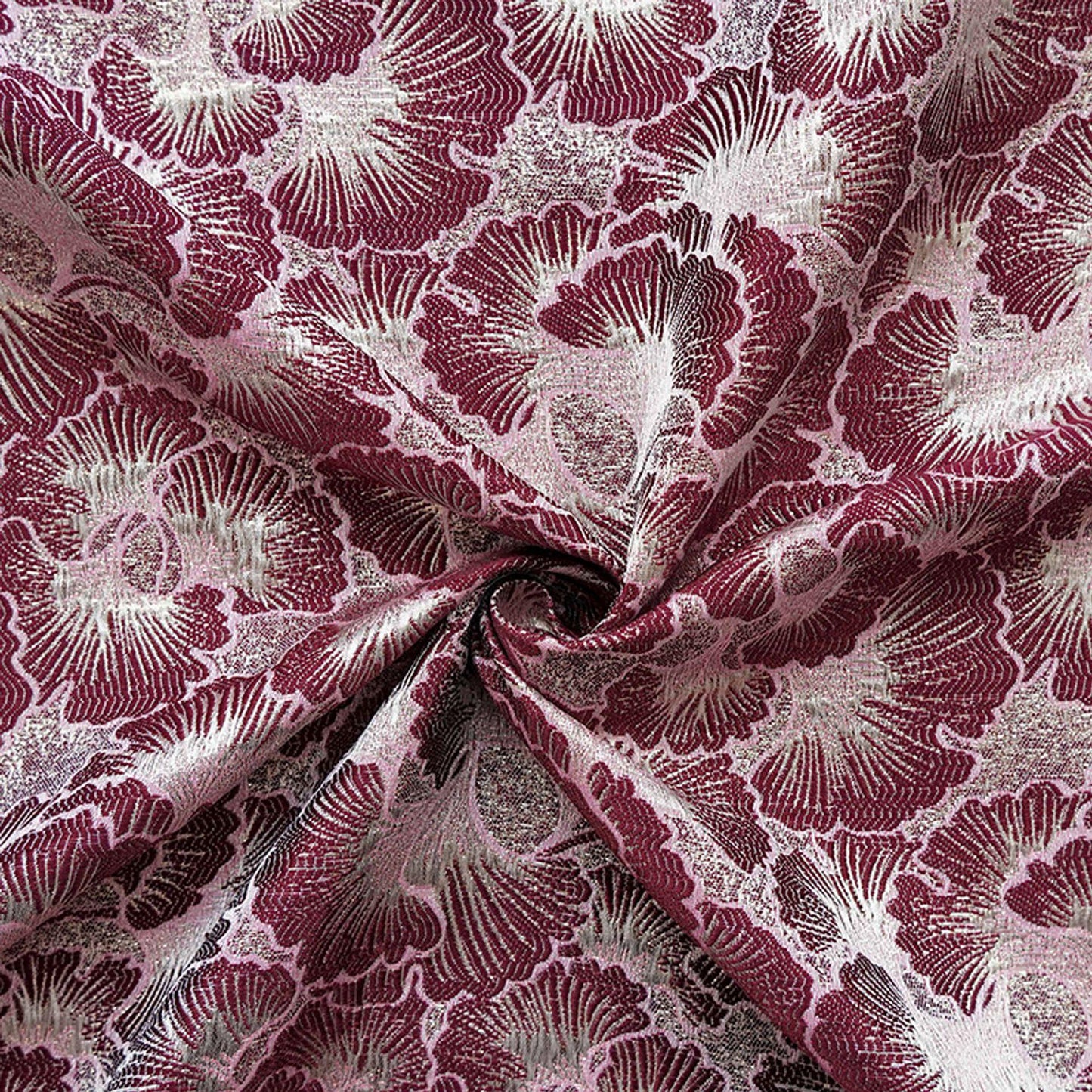 Ginkgo Leaf Gold Thread Jacquard Dress Fabric, 56" Wide