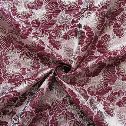 Ginkgo Leaf Gold Thread Jacquard Dress Fabric, 56" Wide