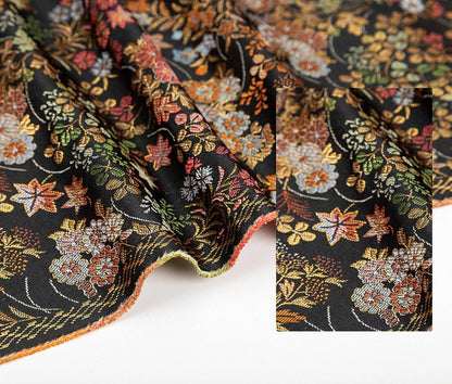 Japanese Silk Brocade Fabric: Daisy Floral Design, Wedding Fabric By The Meter