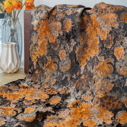 Autumn Floral Jacquard Fabric: Retro Palace Style, 62" Wide