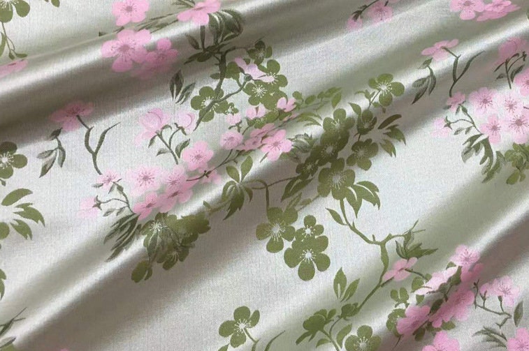 Peach Blossom Damask Fabric: Vintage Style Rayon Jacquard (67"W)