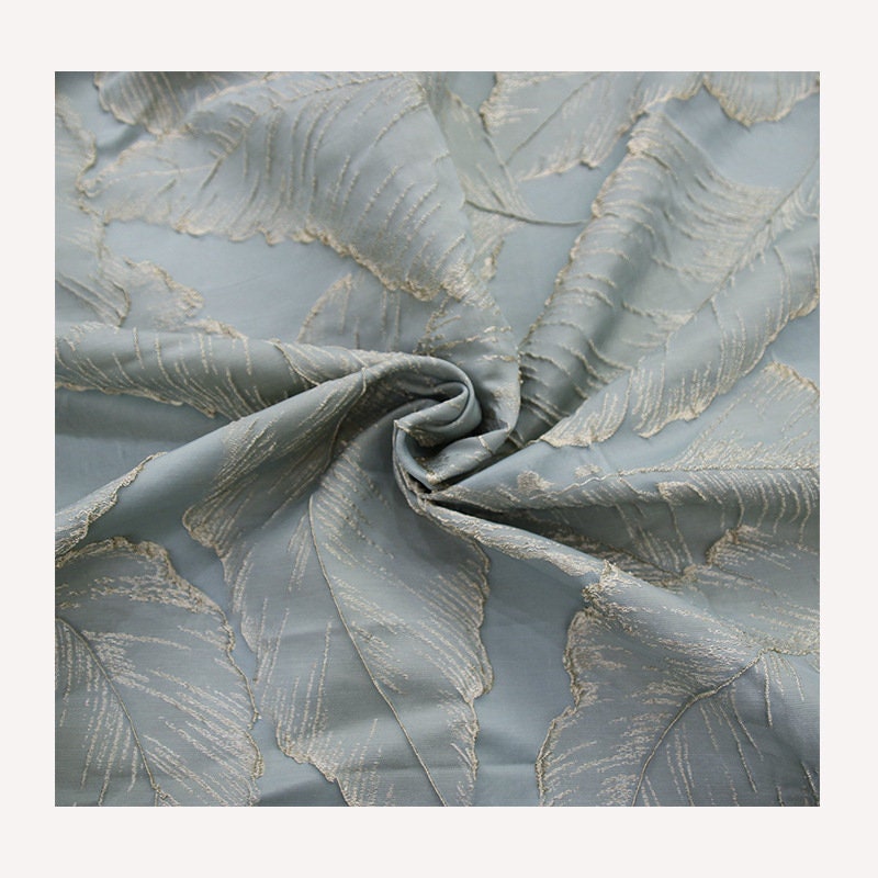 Gold Thread Leaf Jacquard Fabric: 3D Texture Upholstery, Prom Dress Sewing (55" W)