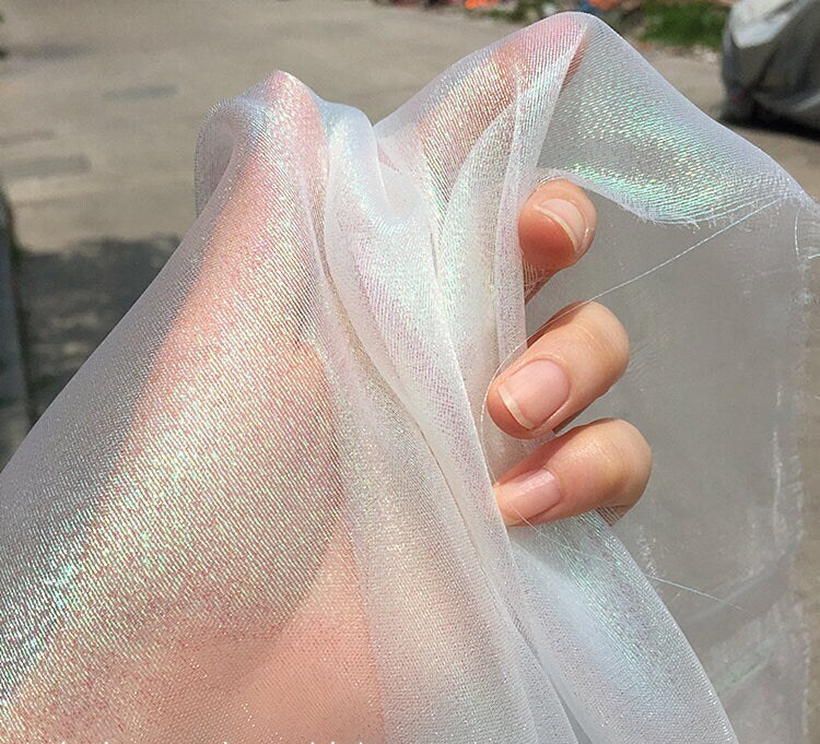 Glitter Starry Gauze Fabric: Colorful Indian Yarn, 59"W, DIY Wedding Decor