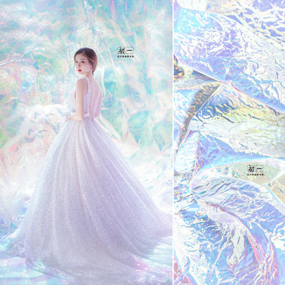 Metallic Pleated Fabric: Iridescent Mirror Finish, 53" Wide