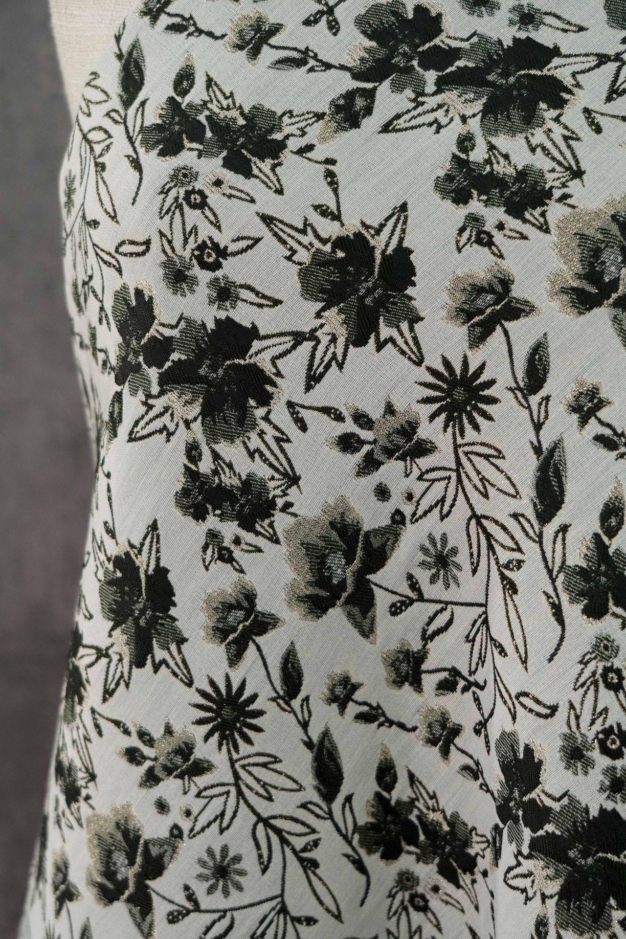Floral Jacquard Fabric ��� Gold & Silver Threa" Wide