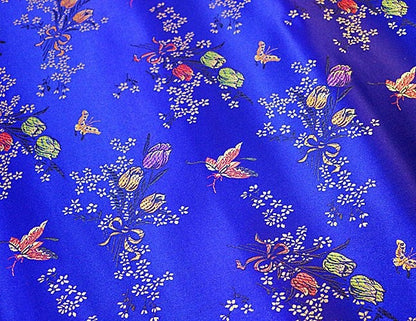 Royal Blue Floral Brocade Fabric: Chinese Sewing & Upholstery Fabric