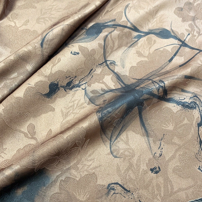 Floral Botanical Print Fabric: 55"W Polyester Spandex Blend