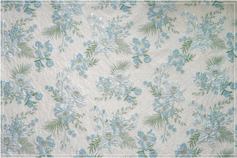 Floral Jacquard Fabric: Gold Thread, 3D Butterfly Texture, 55" Wide