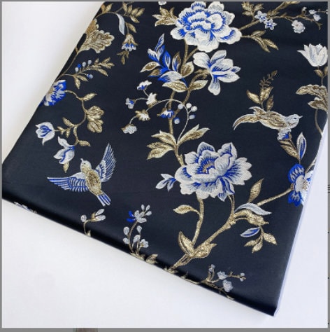 Bird & Flower Jacquard Damask Fabric: Antique Cheongsam Sewing Material