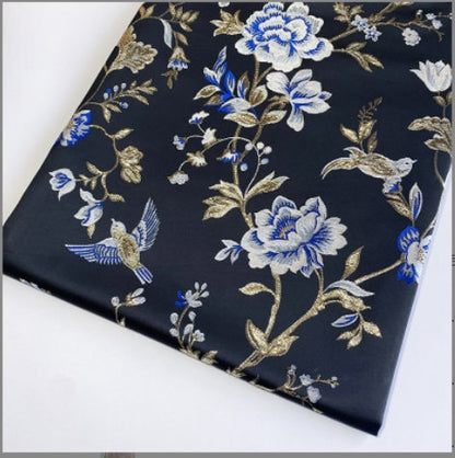 Bird & Flower Jacquard Damask Fabric: Antique Cheongsam Sewing Material
