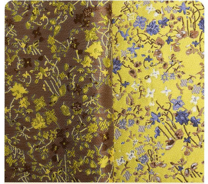 Tissu jacquard à motifs floraux : rayonne polyester gaufrée réversible, 150 cm de large
