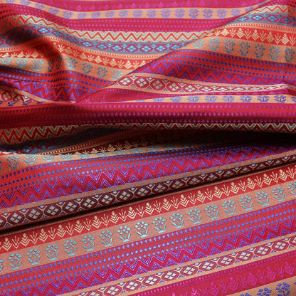 Burgundy Pink Brocade Fabric: Indian Style, 45" Wide, Silk Rayon Blend