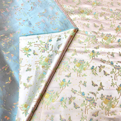 Tissu brocart papillon : Jacquard prune argenté, 150 cm de large