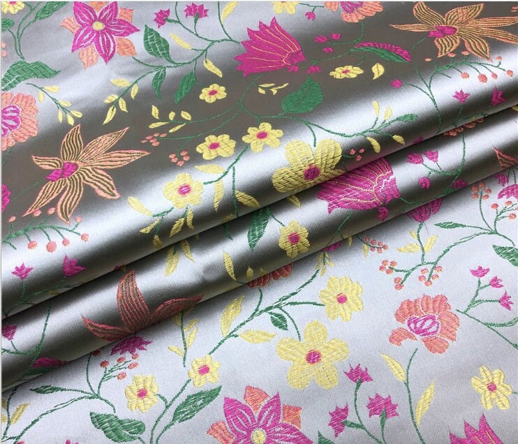 Floral Jacquard Brocade Fabric: 45"W Rayon Sewing Fabric