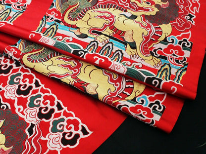 Tibetan Kirin Fabric: Silk Rayon Blend, Dharma Pad Upholstery