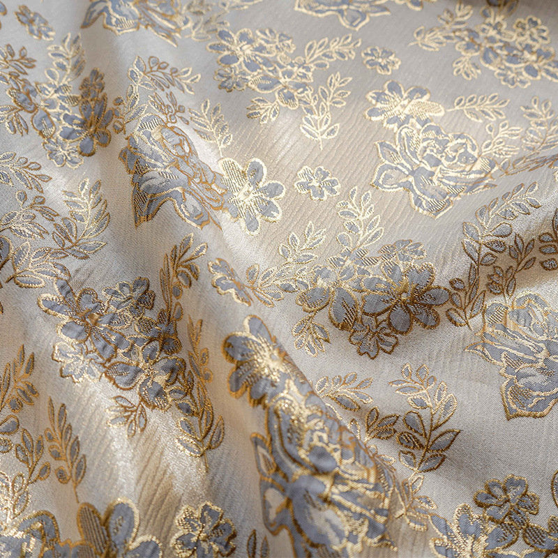 Gold Thread Floral Jacquard Fabric: 3D Texture Upholstery, Prom Dress, Sewing (56" W)