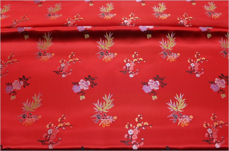 Floral Brocade Fabric: Silk Rayon Blend, 35" Wide