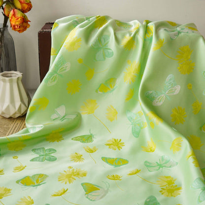 Butterfly Nishijin Fabric: Grass Green Upholstery, Costume, & DIY - 59"W