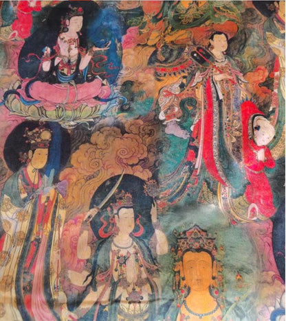 Dunhuang Fresco Fabric: Asian Vintage Style Cotton (43"W)