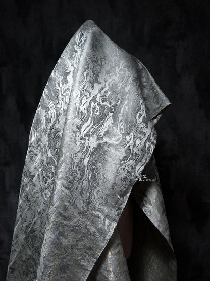 Tissu jacquard Lava Rock Ripple : bleu et or, ameublement, rideaux - 165 cm de large