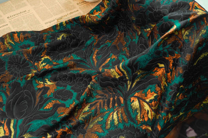 Gold Thread Jacquard Fabric: 3D Oil Painting Texture, 64" Wide