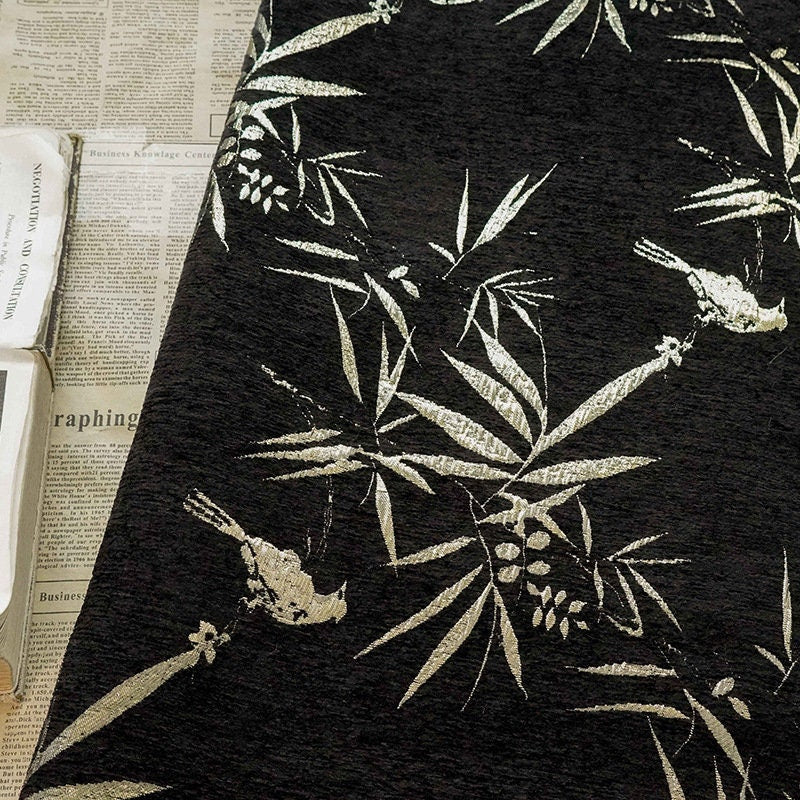 Tissu jacquard bambou doré métallisé : 147 cm de large (ameublement et décoration)