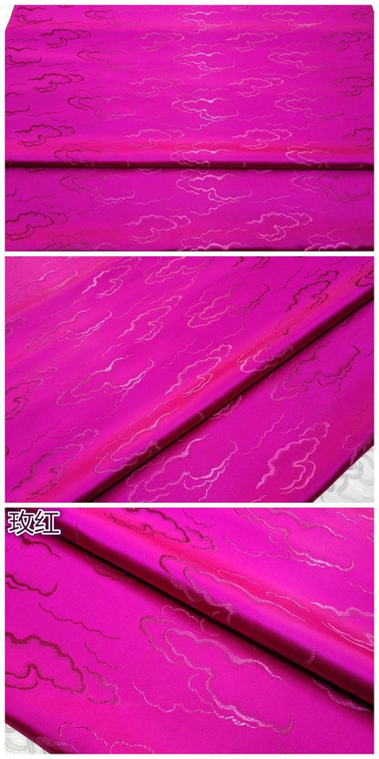 Cloud Brocade Jacquard Fabric: Colorful Costume Dress Material - By The Meter