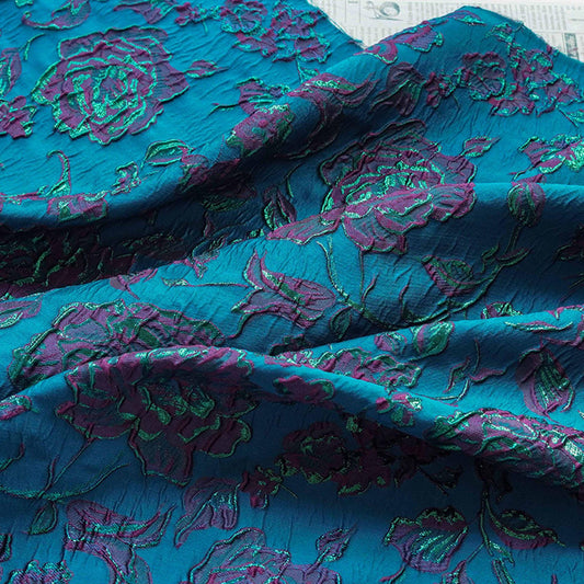 Baroque Black Gold Floral Jacquard Fabric: Vintage Palace Style, 56"W