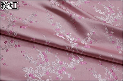 Tissu brocart de soie à motif de fleurs de prunier : tapisserie pour coussin Cheongsam de 150 cm de large