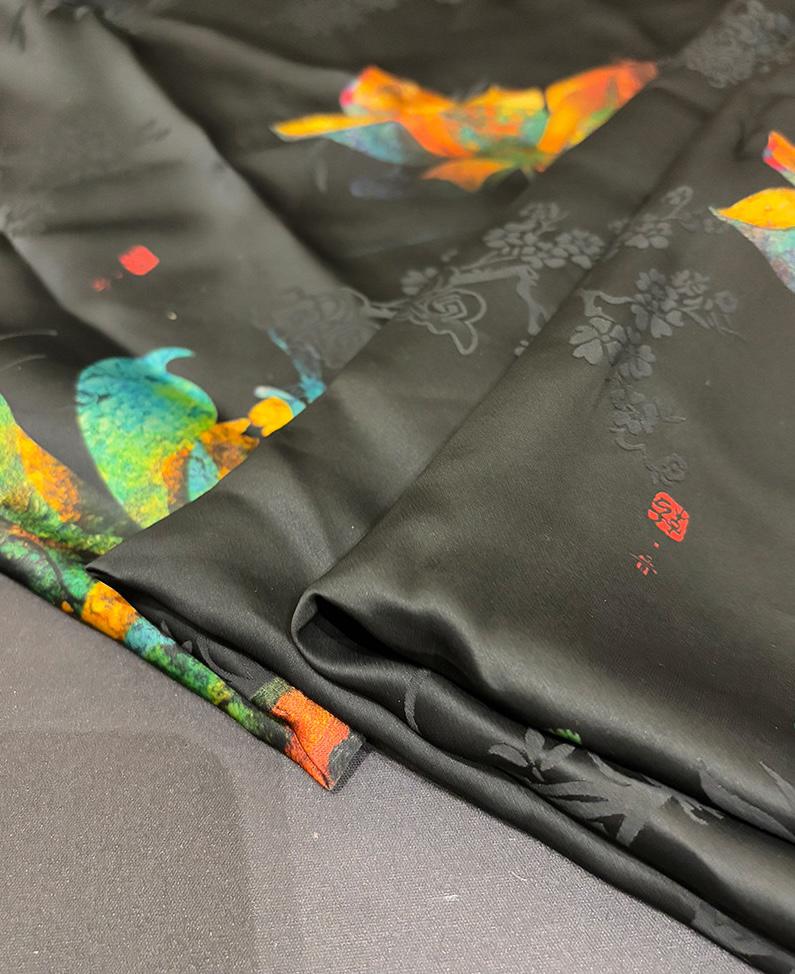 Black Lotus Mulberry Silk Fabric: 40 Momme, 55" Wide