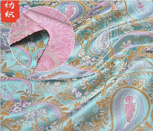 Tissu brocart à motifs cachemire : tissu pour coussin Cheongsam en rayonne (150 cm de large)