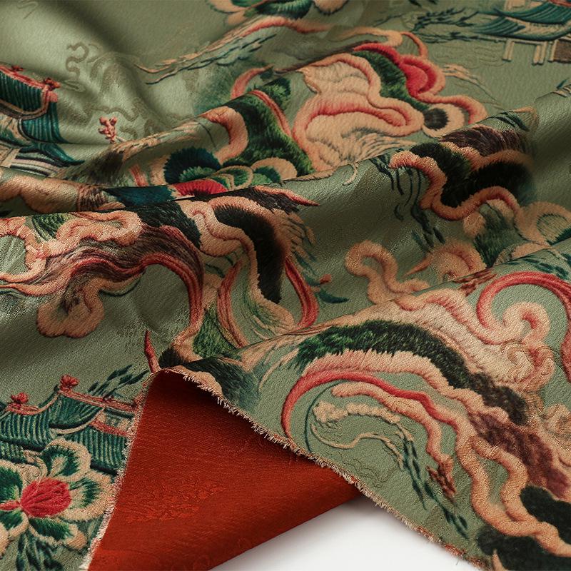 Tissu jacquard satiné : 150 cm de large, imprimé numérique en soie shantung – Ameublement, costumes, décoration