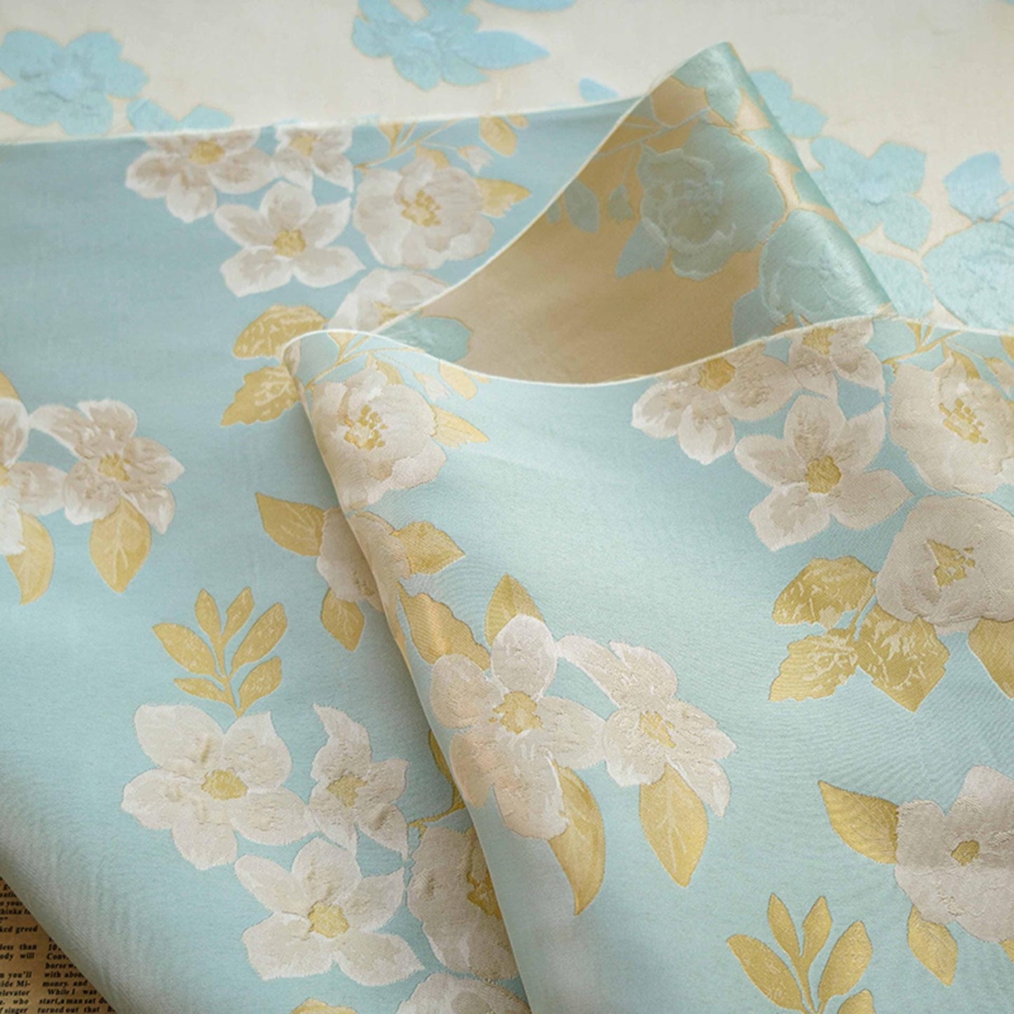 Floral Jacquard Fabric: Retro Palace Damask, 65" Wide, By The Meter