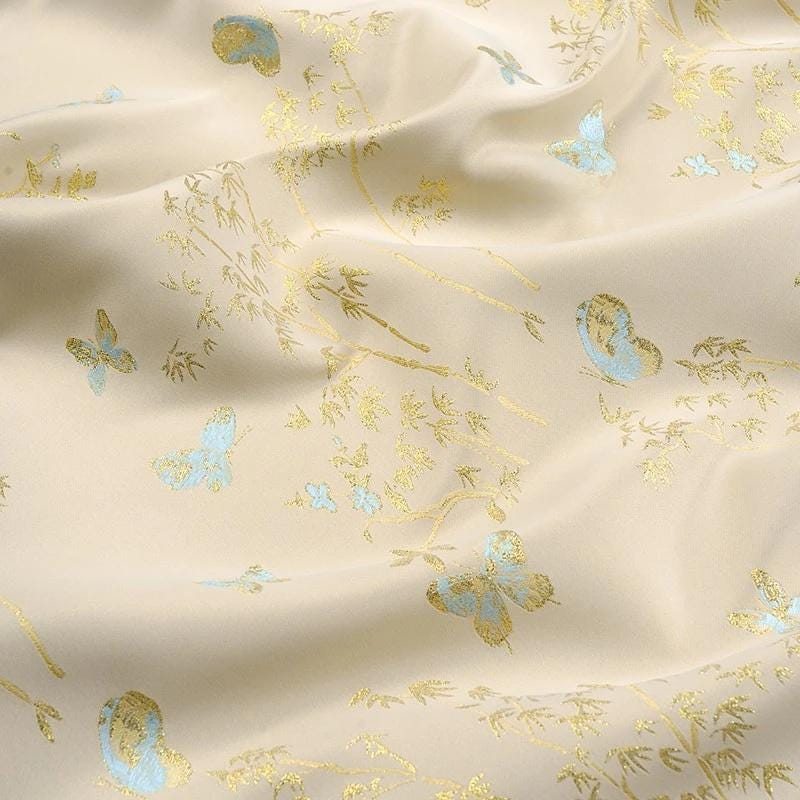 Butterfly Bamboo Brocade Fabric: 59"W Tibetan Style Drapery