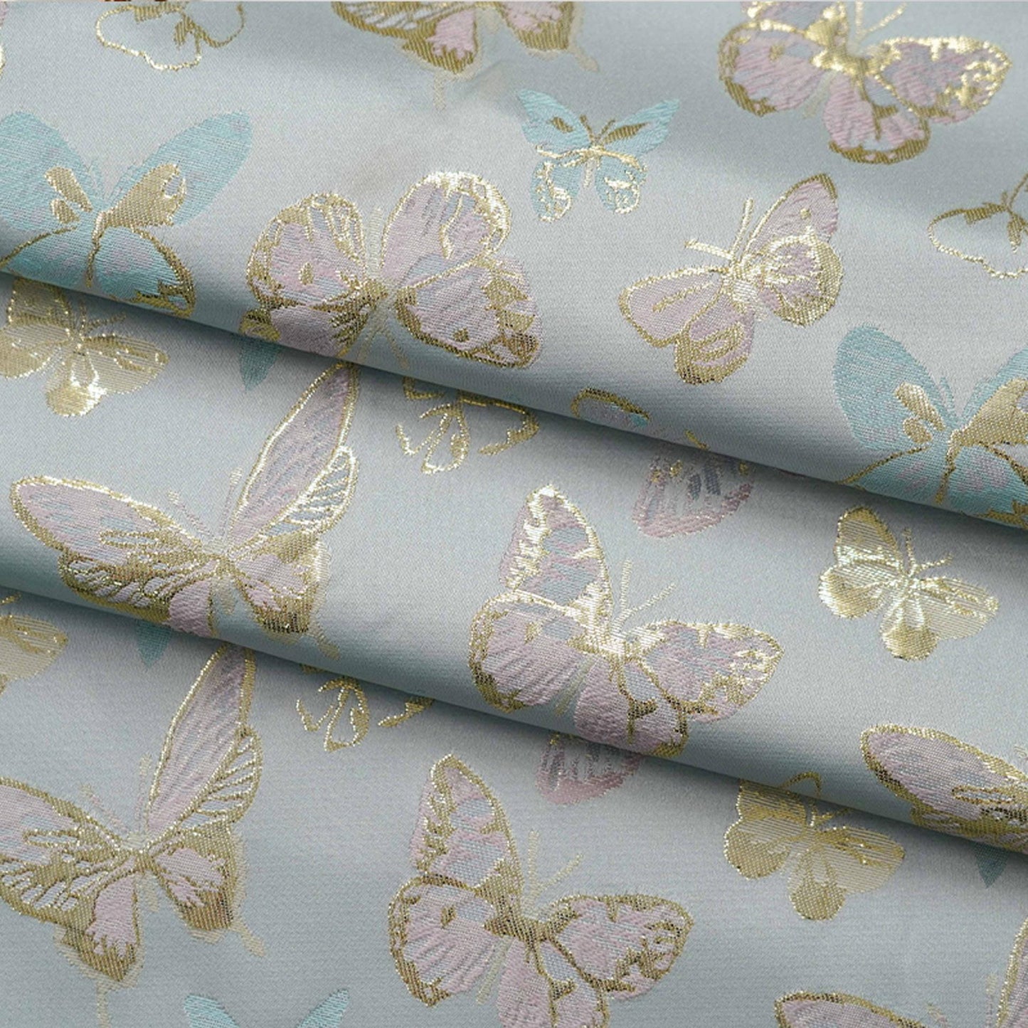 Gold Thread Butterfly Jacquard Fabric: 59" Wide, Rayon Blend