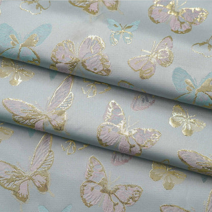 Gold Thread Butterfly Jacquard Fabric: 59" Wide, Rayon Blend
