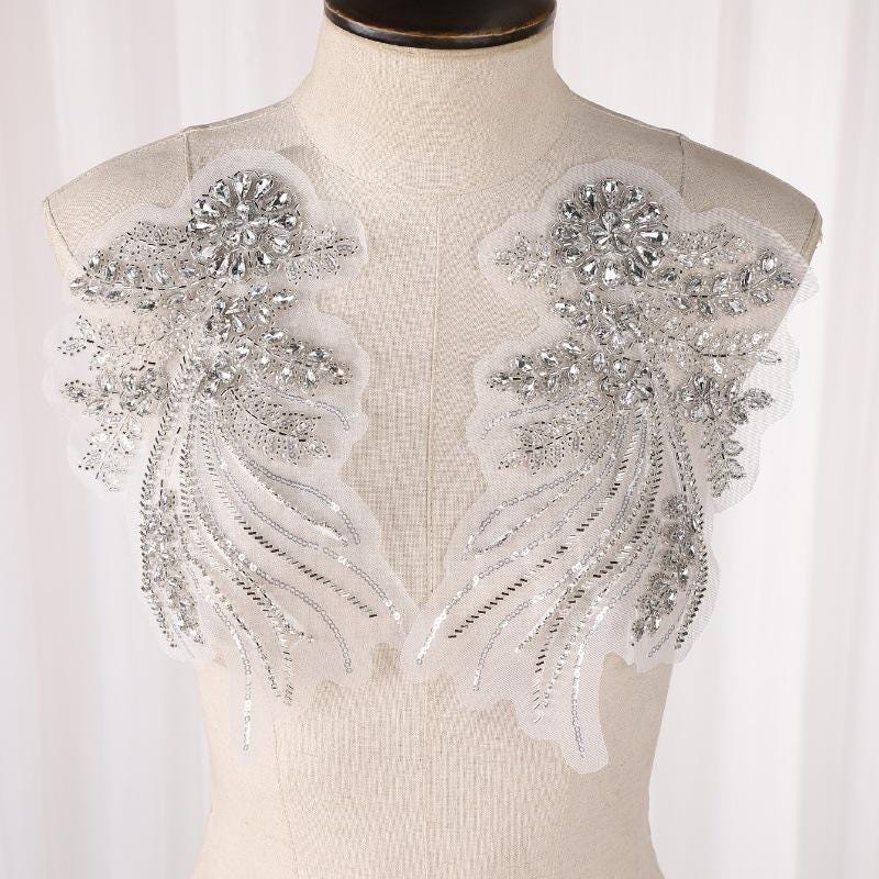 Embroidered Lace Trim with Sequins and Beading - Bridal Wedding Dress Accessory