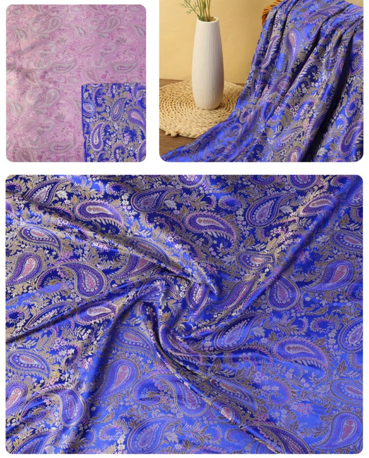Tissu brocart à motifs cachemire : tissu pour coussin Cheongsam en rayonne (150 cm de large)