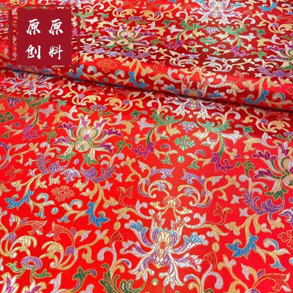 Floral Brocade Fabric: Chinese Leaf Pattern, Upholstery Sewing Material
