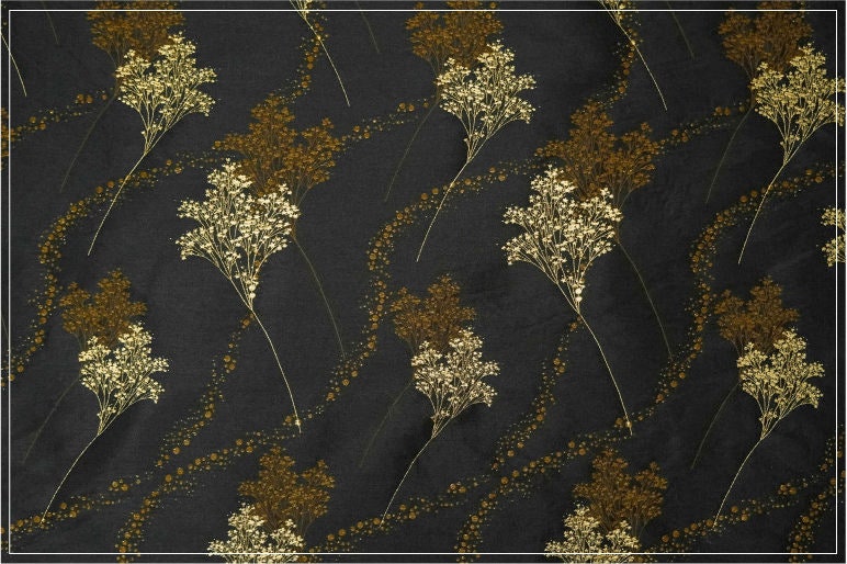 Tissu jacquard à fil doré : motif épis de blé rétro, 150 cm de large