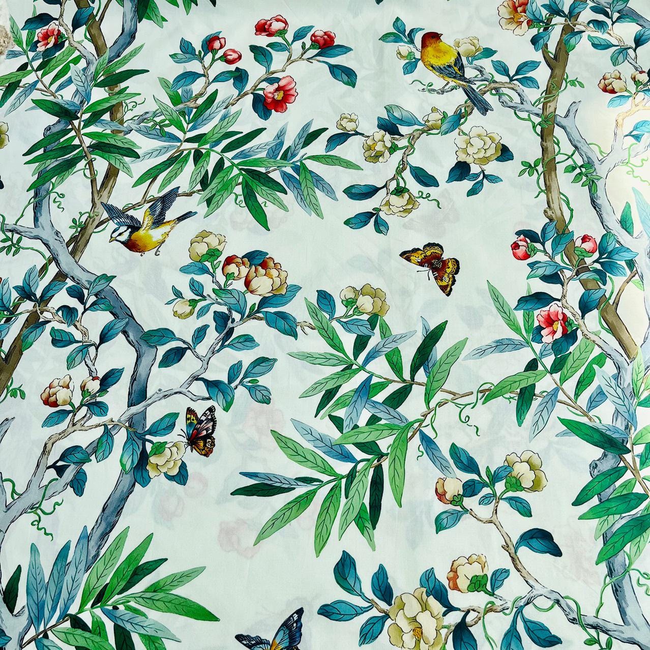 Floral Bird Print Cotton Fabric: 59" Wide Sewing Quilting