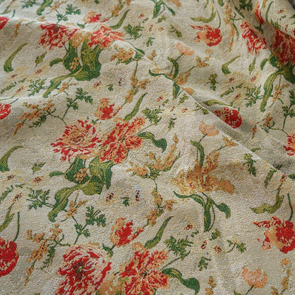 Floral Jacquard Fabric: Retro Big Flower Upholstery, 59" Wide