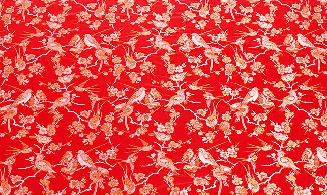 Bird Pattern Rayon Brocade Fabric: 57"W Cheongsam Costume Material