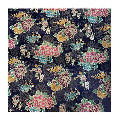 Tissu brocart de soie à motif pivoine : ameublement et matelassage pour mariages chinois (vendu au mètre)