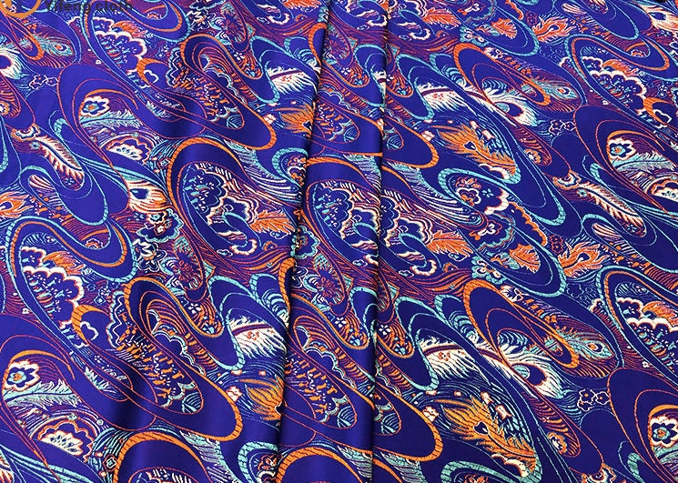 Phoenix Tail Silk Brocade Fabric: 29.5"W Upholstery & Sewing