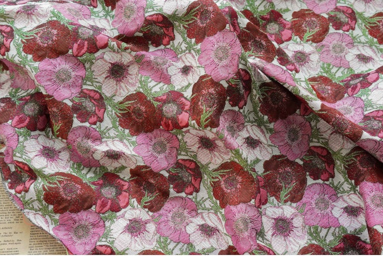 Floral Jacquard Woven Fabric: Oil Painting Style, 65" Wide
